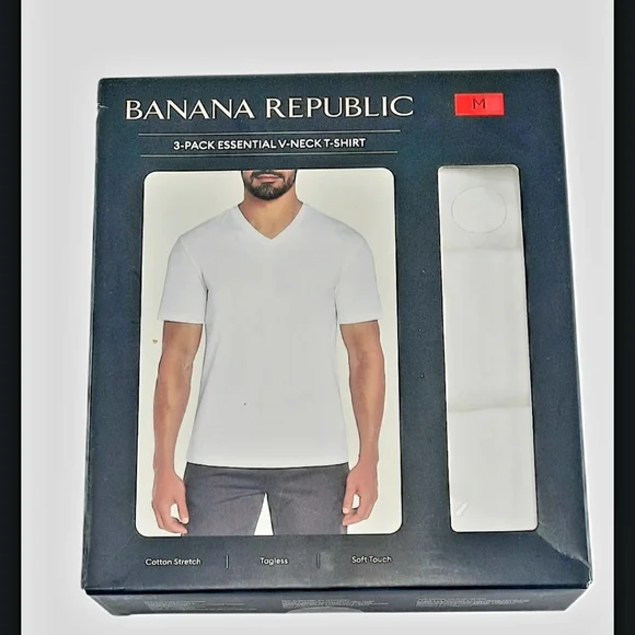 3 Pack Banana Republic Mens Short Sleeve V Neck Premium Wash T-Shirts Size M - Picture 4 of 5
